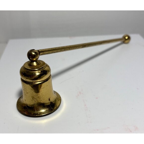 Vintage Brass Candle Snuffer With Bell Shaped Base & 7" Handle - Picture 3 of 6